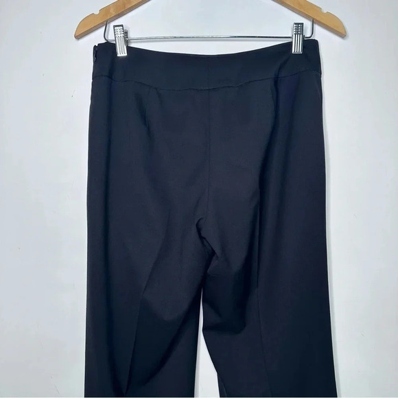 Lafayette 148 New York Black Stretch Wool Flat Front Pleated Straight Pants 6 - Picture 6 of 8